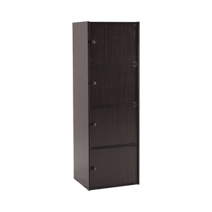 NUHOOM-BASIC Minimalist Modern Light Cappuccino Laminated Wood 4-Door <b>Storage</b> Cabinet Flat Panel Design Home Office Living Room - Product Image 1