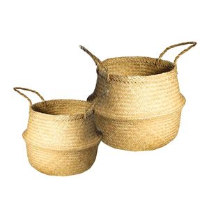 Decorative Handmade SEAGRASS <b>BELLY</b> <b>BASKETS</b> for Plant Pot Cover and Decor, Foldable Plant <b>Basket</b> Indoor Outdoor Use - Product Image 1