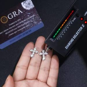 925 Sterling <b>Silver</b> Moissanite Cross <b>Stud</b> <b>Earrings</b> Round Brilliant Cut Claw <b>Set</b> Christian Jewelry Gift - Product Image 5
