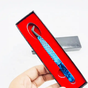 Échantillon gratuit Pointe en fibre Pince à épiler personnalisée en acier inoxydable massif Méga volume de cils en papier enduit de diamant - Product Image 5