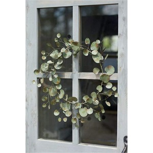 Vintage Floral Metal Wreath with Pink <b>Ribbon</b> Hanging Door Decor Rustic Wildflower Metal Wreath Decorative Wall Accent - Product Image 2