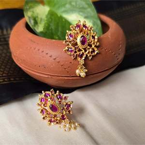 18K Gold Plated Stud Earrings with Imitation Pearls and Diamond Accents for Party - Product Image 2