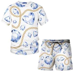 Ensemble de vêtements de sport d'été High Street : T-shirt à col rond et short, style Hip Hop uni, confortable pour l'été et le style urbain. - Product Image 2