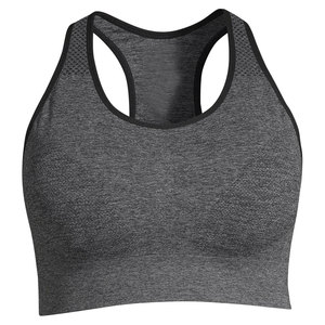 Sujetador deportivo para mujer, gris melange, espalda cruzada, cuello redondo, soporte medio, para yoga, transpirable, sin costuras, diseño liso - Product Image 5