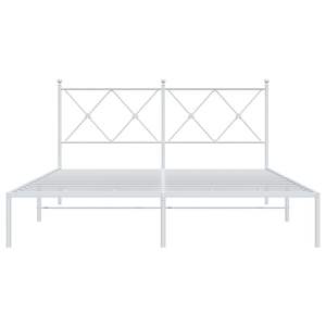 Cadre de lit king size moderne en acier blanc thermolaqué, lit en métal élégant - Product Image 4