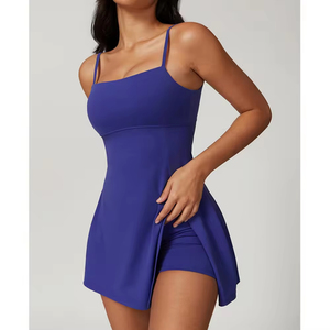 Robe mini ajustée noire pour femme, col carré, bretelles spaghetti, respirante, couleur unie, style été - Product Image 4