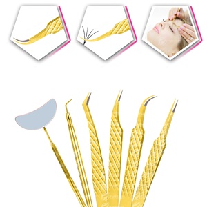 Juego de pinzas para pestañas de agarre de diamante, gama completa de acero inoxidable alemán en stock para múltiples técnicas de extensión de pestañas - Product Image 3