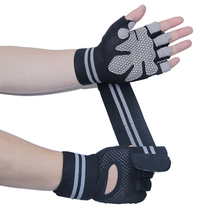 <b>Half</b> Finger Gym Gloves Mesh Material Black Adjustable Wrist Strap Non <b>Slip</b> Breathable Unisex Fitness Workout Gear - Product Image 1