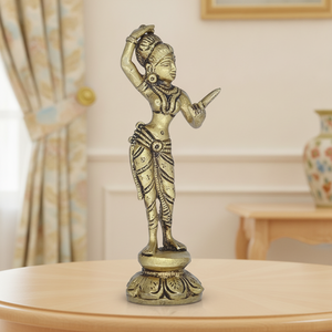 Estatua de Apsara de Latón Indio, Figura Antigua con Espejo, Escultura de Arte Tradicional para Decoración del Hogar, Regalo - Product Image 5