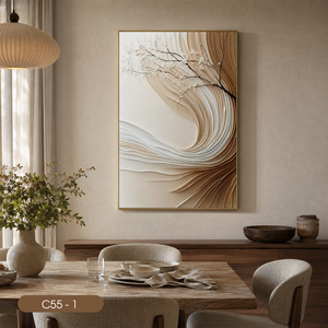 Peinture abstraite premium, art mural floral, œuvre d'art miroir, décoration moderne pour la maison, OEM ODM, fabriqué au Vietnam, marque HALO, modèle C55-1 - Product Image 6