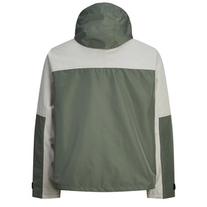 Chaqueta Acolchada Impermeable con Capucha para Hombre, Diseño Color Block, Corte Regular, Verde Gris, Recubrimiento de PU, Estilo Casual para Exteriores, Cierre de Cremallera - Product Image 2