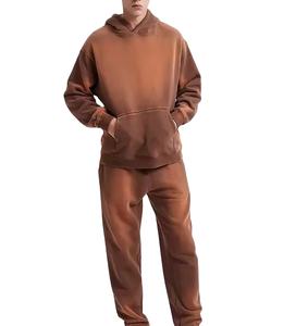 2025 vente chaude survêtement hommes Slim Fit survêtement sweat à capuche zippé et pantalon 2 pièces ensemble sport Polyester lavage à l'acide respirant - Product Image 3