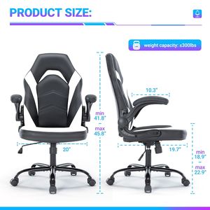 Chaise de jeu ergonomique en maille avec accoudoirs rabattables, chaise de bureau pivotante réglable, blanche - Product Image 3