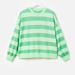 Sudaderas Unisex de Invierno Cálidas y Ecológicas de Algodón con Rayas Verdes, Puños Acanalados, Tejido de Punto y Bordado Griego Universitario para Mujer - Product Image 1
