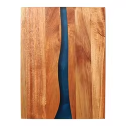 Planche à découper en marbre bleu avec incrustation en résine, planche à découper rectangulaire en bois, poignée de luxe, design combiné pour la cuisine - Product Image 2