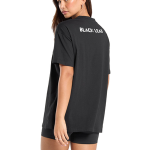 เสื้อยืดออกกำลังกายผู้หญิง Black Leaf ทรงหลวม คอกลม แขนสั้น ผ้าฝ้าย 100% ระบายอากาศได้ดี ซับเหงื่อ เหมาะสำหรับเล่นกีฬาและฟิตเนส - Product Image 2