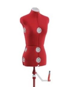 Maniquí de Costura Ajustable de Plástico Rojo con Puntos Blancos - Product Image 1