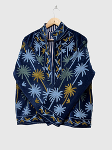 Chaqueta de Terciopelo Bordada con Cuello Mandarín, Manga Larga, Estampado Floral, Bordado a Mano, Cierre de Cremallera, Tallas Grandes para Mujer, Ropa de Primavera - Product Image 2