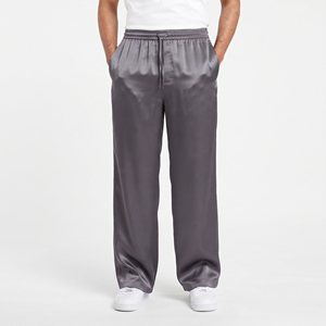 Men's <b>Silk</b> Wide Leg Pants High Waist Drawstring Waist Casual Loose Fit Lightweight Breathable <b>Trousers</b> Summer Style Satin Pant - Product Image 6