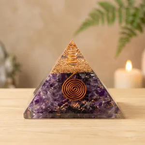 Premium Amethyst <b>Orgone</b> Pyramid Handmade Crystal Energy <b>Generator</b> for Chakra Balancing Meditation Healing Feng Shui Decor Wholes - Product Image 2