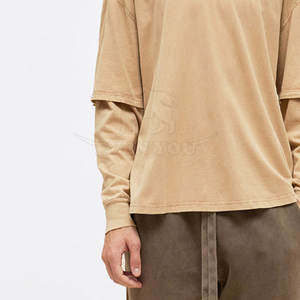 T-shirt double couche pour homme, couleur unie, tissu doux, fabrication industrielle, durable, facile à porter, t-shirt double couche en ligne - Product Image 5