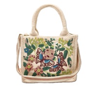 Sac fourre-tout de luxe en toile avec perles de rocaille et lettrage sérigraphié, fait main, personnalisable, élégant, motif floral, pour femme, NOVA STAR CRAFT