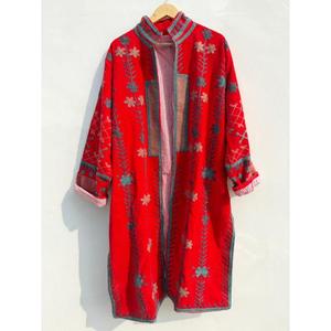 High-quality Traditional Suzani floral embroidery SUZANI <b>VELVET</b> LONG <b>JACKET</b> | floral embroidered boho winter coat in bulk price - Product Image 1