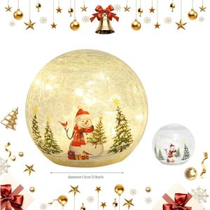 Christmas Snowman LED Lights <b>Globe</b> Decorations Indoor Lighted Crackle <b>Glass</b> Battery Operated Xmas Tableware & Decorations - Product Image 2