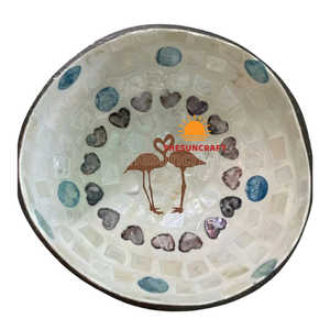 Bol en coque de noix de coco au design tendance, nacre, motifs personnalisés acceptés, naturel, jetable, pour fruits secs, écologique - Product Image 1