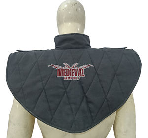 Gorget médiéval matelassé fait main en coton noir pour chevalier, idéal pour reconstitution historique, cosplay, Halloween et Pâques - Product Image 3