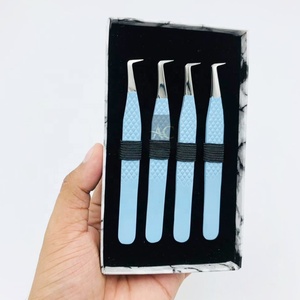 Pince à cils bleu pour bébé en acier inoxydable massif avec prise en diamant, volume russe à 90 degrés, enduit durable et pointu, vente en gros - Product Image 3