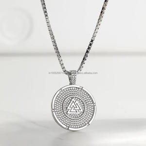 Collar con colgante VVS Moissanite Iced Out en plata de ley 925, símbolo vikingo nórdico, joyería de Hip Hop para hombres - Product Image 1