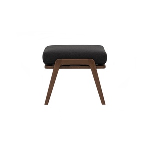 Modern Walnut <b>Stools</b> Ottomans with Dark Gray Upholstery and Solid Wood Tapered Legs for Lounge and Bedroom - Product Image 5