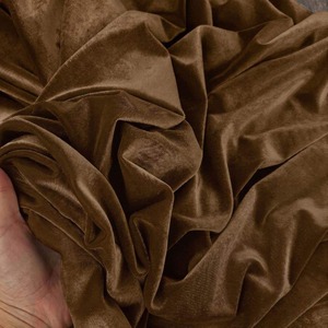 Premium Quality Brown Polyester Velvet Fabric Soft Smooth Textile for Dress Making Evening Wear and Garment Sewing for Sale - Product Image 3