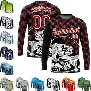 เสื้อตกปลา UPF 50+ พิมพ์ลายตามสั่ง สไตล์ทีม ระบายความร้อนได้ดี แขนยาว ผ้าโพลีเอสเตอร์ซับเหงื่อ - Product Image 1