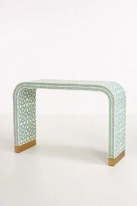 Table console décorative en os incrusté, motif unique fait main, meuble pour maison sophistiquée, bureau, couloir, entrée, intérieur. - Product Image 6