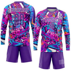 Ensemble de maillots de football unisexes personnalisés 100% polyester, uniforme de football d'usine, impression numérique, respirant, anti-humidité, séchage rapide - Product Image 4