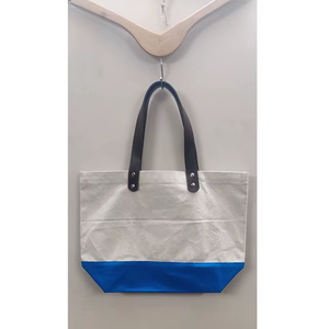 Bolso grande de lona de algodón personalizado, bolso de compras de mensajero liso reutilizable de alta resistencia, proveedor de logotipo personalizado con cordón plegable - Product Image 3