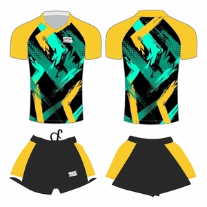 Ensemble de maillots de football rayés sublimés personnalisés, manches courtes, col en V, polyester respirant, haute qualité, unisexe, adulte - Product Image 3