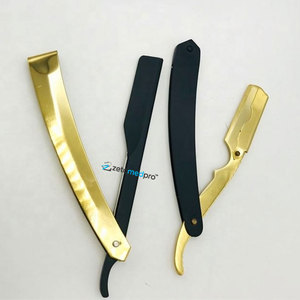 Rasoir turc en acier durable de haute qualité, noir et or / Rasoir turc à lame droite / Rasoir turc à lame coupante avec logo personnalisé - Product Image 5