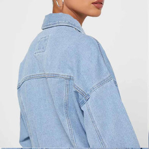 Veste en jean bleu clair pour femme Econex Sports, respirante, à un seul bouton, manches courtes, couleur unie, pour l'automne - Product Image 3