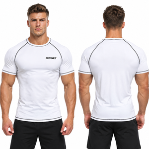 Camiseta Deportiva de Manga Corta para Hombre, Corte Ajustado, Secado Rápido, Cuello Redondo, para Gimnasio, Entrenamiento, Fitness, Running, Poliéster - Product Image 4