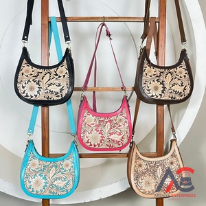 New Customized 2026 Floral Carved <b>Tooled</b> <b>Leather</b> Purse for Women Handmade Cowhide <b>Leather</b> Cowgirl Adjustable Strap Shoulder Bag - Product Image 1