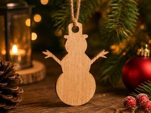 <b>Wooden</b> Snowman Hanging <b>Ornament</b> Rustic Handmade Christmas Tree Decoration - Product Image 1
