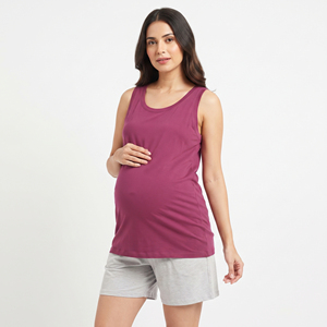 Débardeur de maternité pour femme, col carré, 100 % coton, léger, pour la grossesse et l'allaitement - Product Image 5