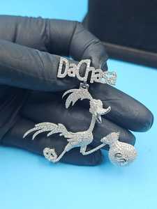 Hip Hop Iced Out Moissanite Pendant 925 <b>Silver</b> Micro Insert <b>Charm</b> Jewelry Custom Name Letter Necklace - Product Image 3