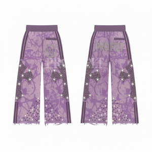 Pantalones Anchos Oversize al por Mayor con Diseño de Estrella de Diamantes de Imitación Personalizado, de Cintura Alta, Ajuste Holgado, Estilo Urbano, Pantalones de Chándal - Product Image 4