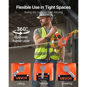 Paranco a Catena Manuale per Carichi Pesanti 3/4T (1650 libbre) Capacità 5FT (1,5 m) di Sollevamento, in Acciaio Legato G80, con Doppio Blocco, Paranco Meccanico a Trazione - Product Image 6