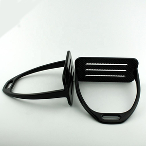 Equestrian Safety Stirrups in Black, Durable Four <b>Bar</b> Construction with <b>Secure</b> Foot Grip and Protective Ankle Support - Product Image 3