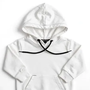 Conjunto Deportivo para Niños, Sudadera con Capucha y Pantalones Deportivos Blancos, Manga Larga, 100% Algodón, Transpirable, para Invierno, Uso Casual - Product Image 3